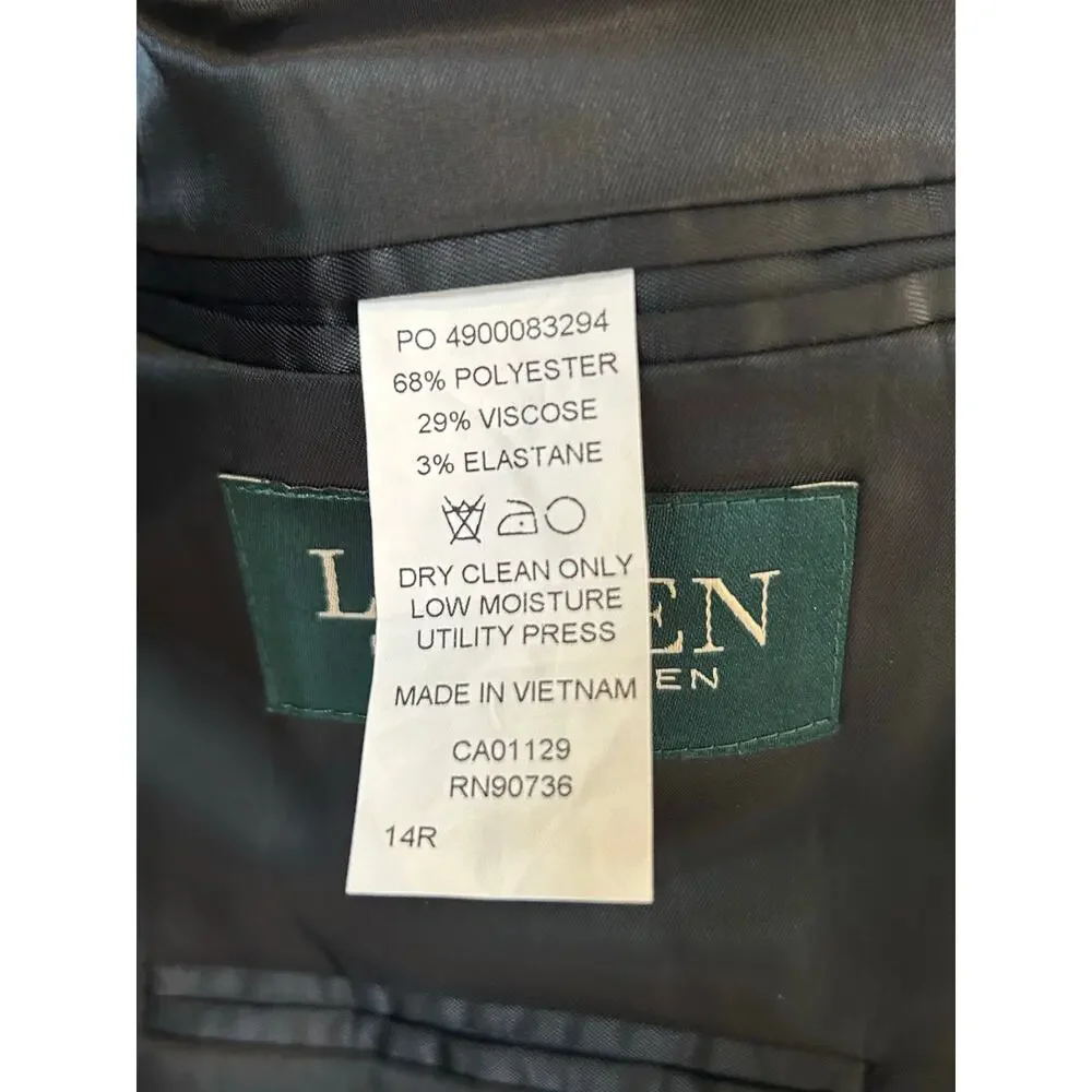 Lauren Ralph Lauren Boys 14R Windowpane Plaid Blazer Sport Coat Dark Gray